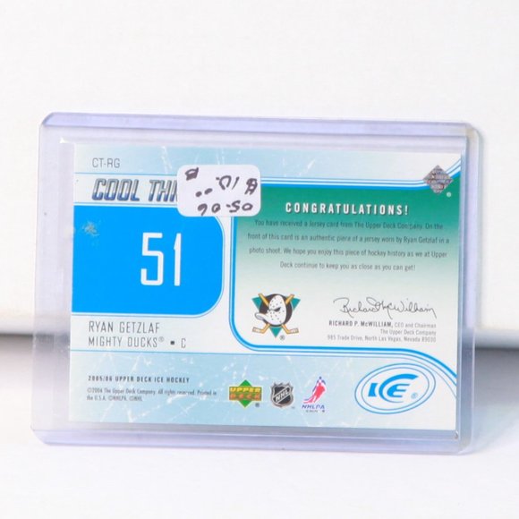 Ryan Getzlaf Upper Deck Ice Cool Threads Event Used Jersey Hockey Card 2005/06 - Picture 2 of 2